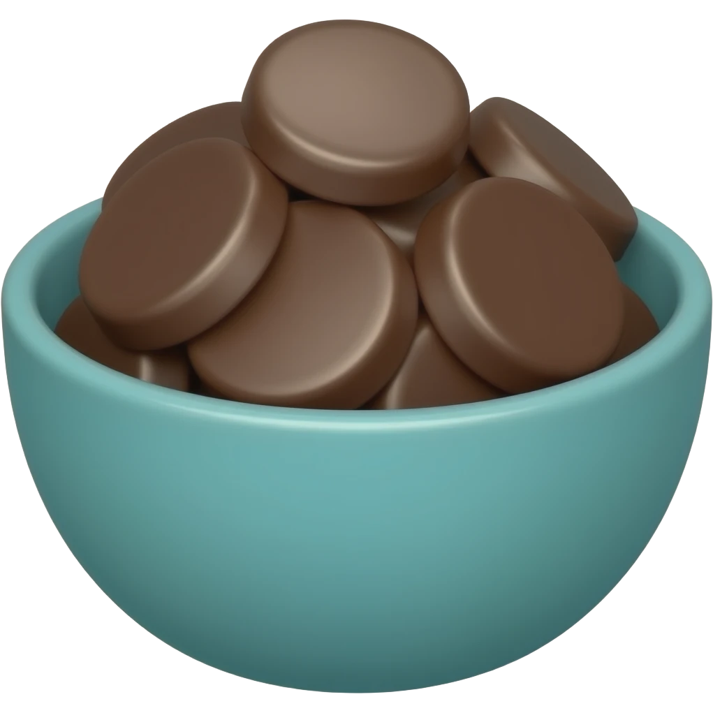 small teal bowl of chocolate circles emoji