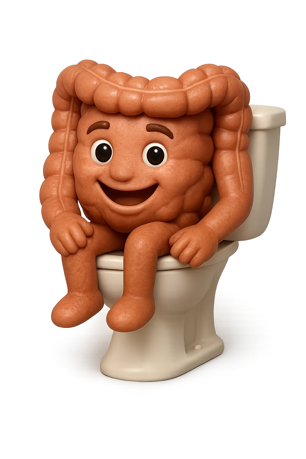 EMOJI STILE IPHONE 3D DI intestino felice seduto sul wc  FALLO MOLTO REALISTICO IN 3D emoji