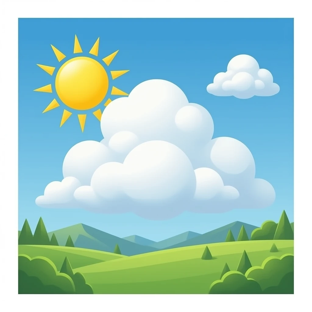 sun shinning from behind fluffy cumulus 2D emoji emoji