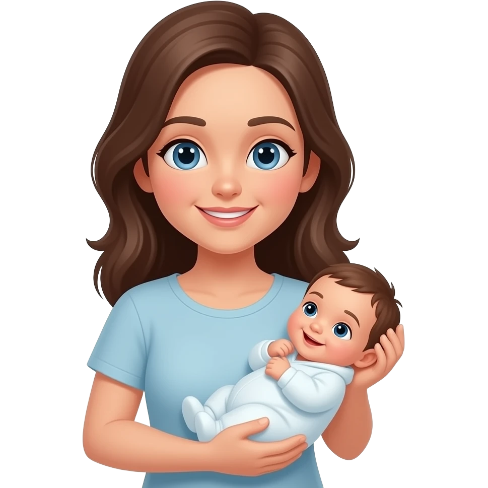 Mother with newborn baby boy emoji