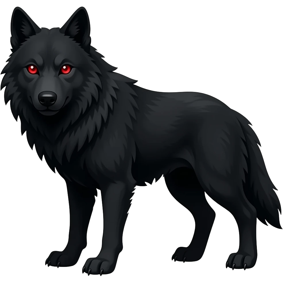 scary black wolf with red eyes emoji