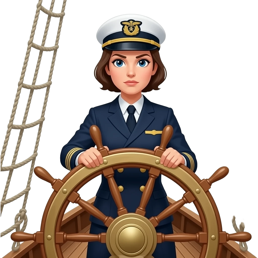woman captain at the helm of the boat emoji