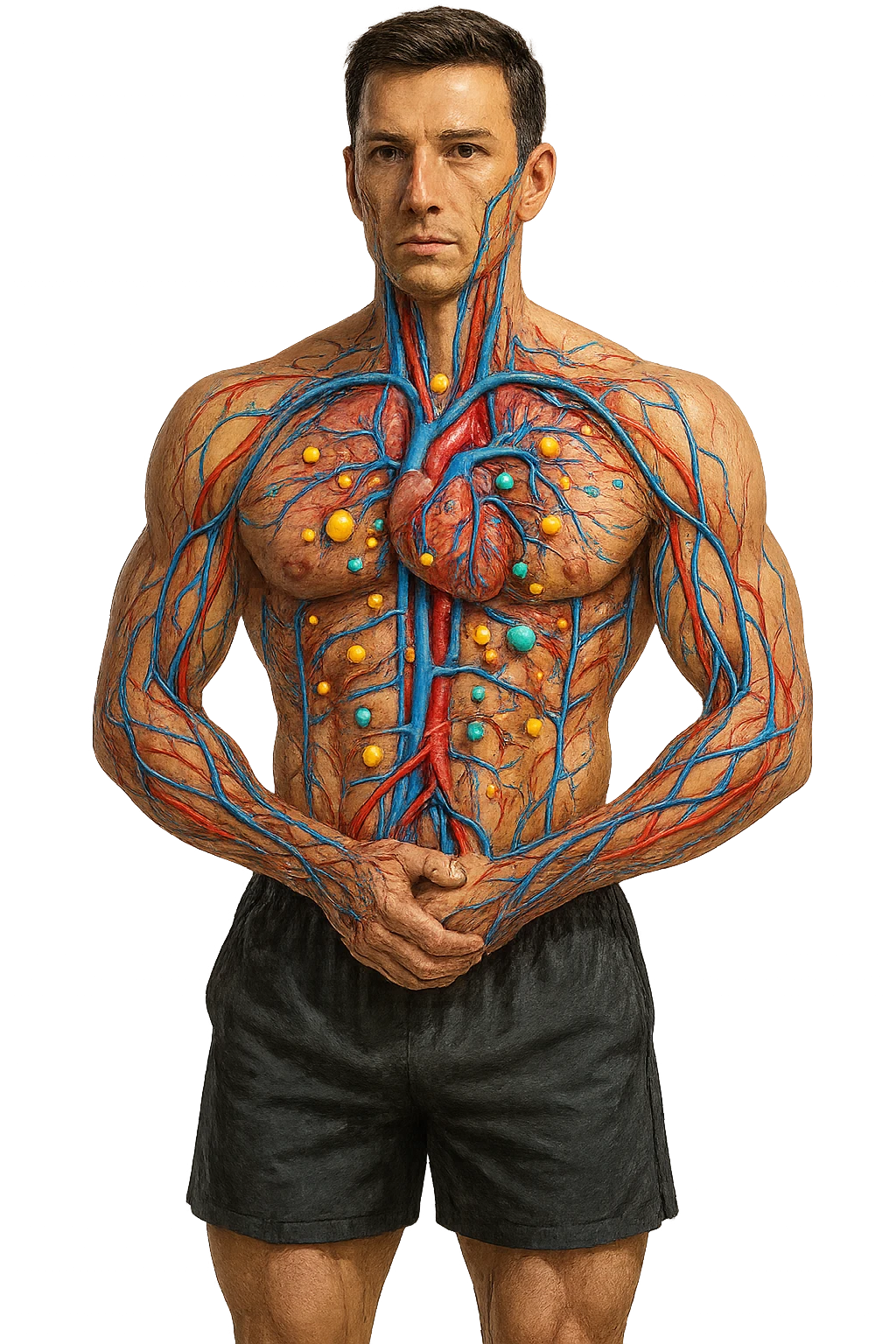 immagine realistica prendendo spunto da questa dei Nutrienti , vitamine, carboidrati ecc.. veicolati nel corpo senza scritte emoji
