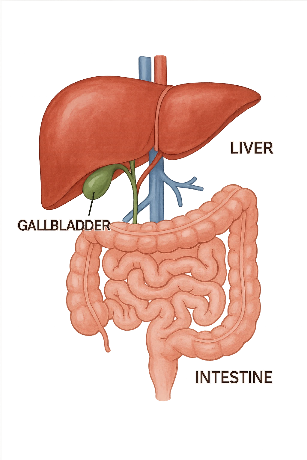 Connessione visiva, fegato , intestino e cistifellea emoji