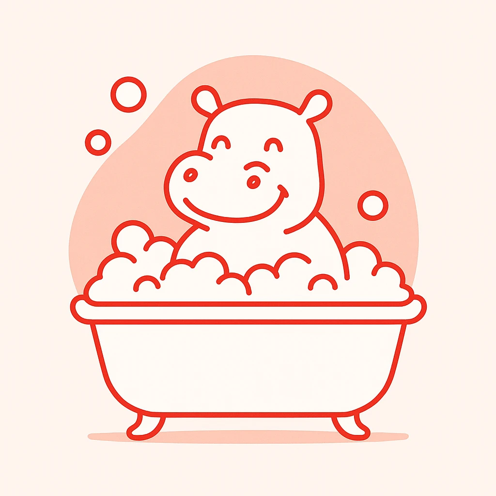 happy hippo with bubbles in bathtub emoji