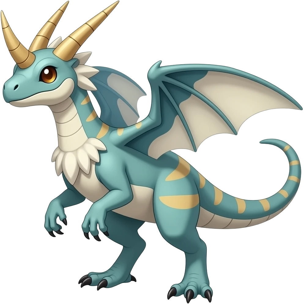 Raptorik scaley feathery horned Amaura-Aurorus-Pokémon-Fakémon-hybrid-fusion-creature, full body emoji