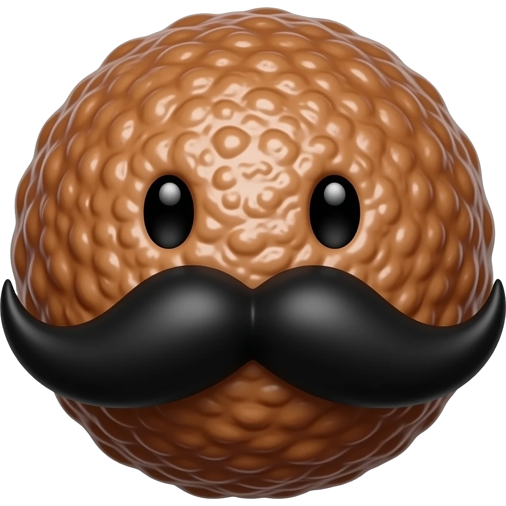 Meatball with mustache emoji