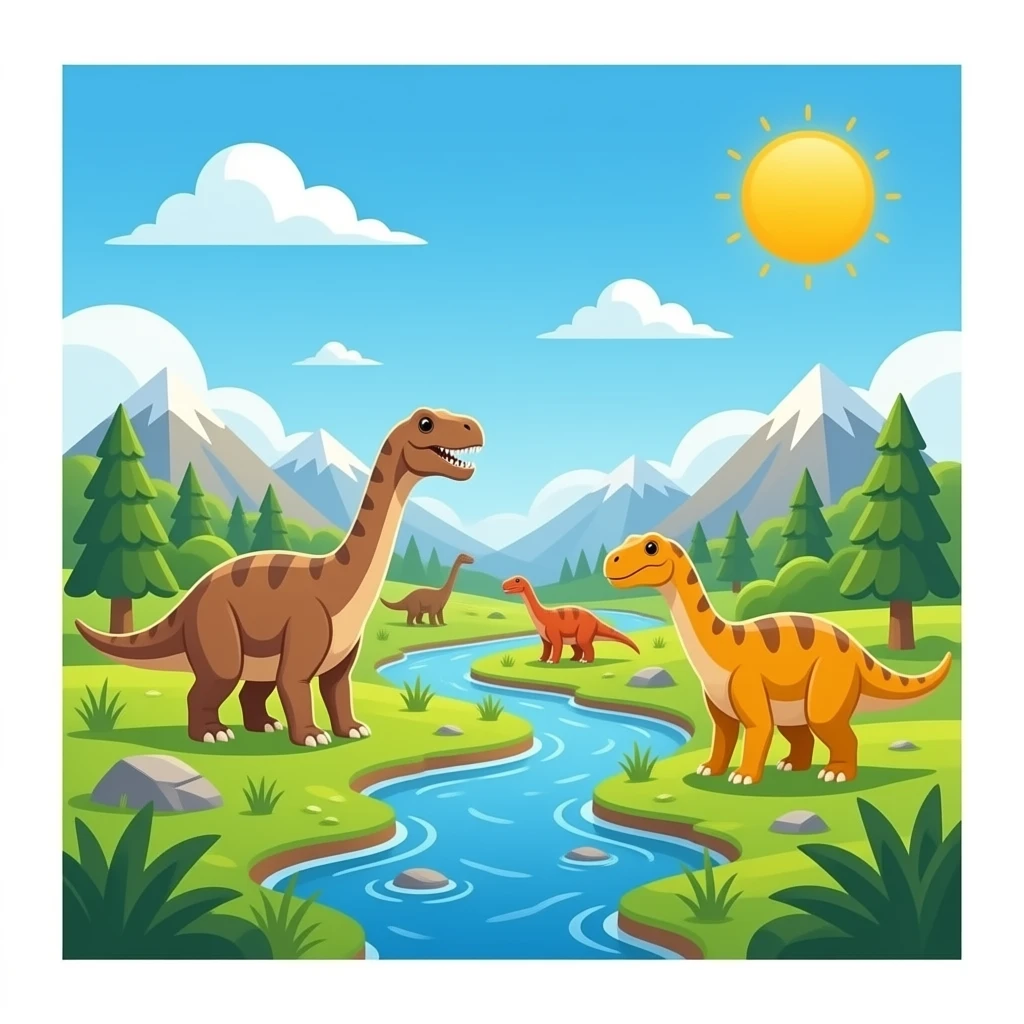 hacme un paisaje de la epoca de los dinosaurios sin dinosaurios y sin rio emoji