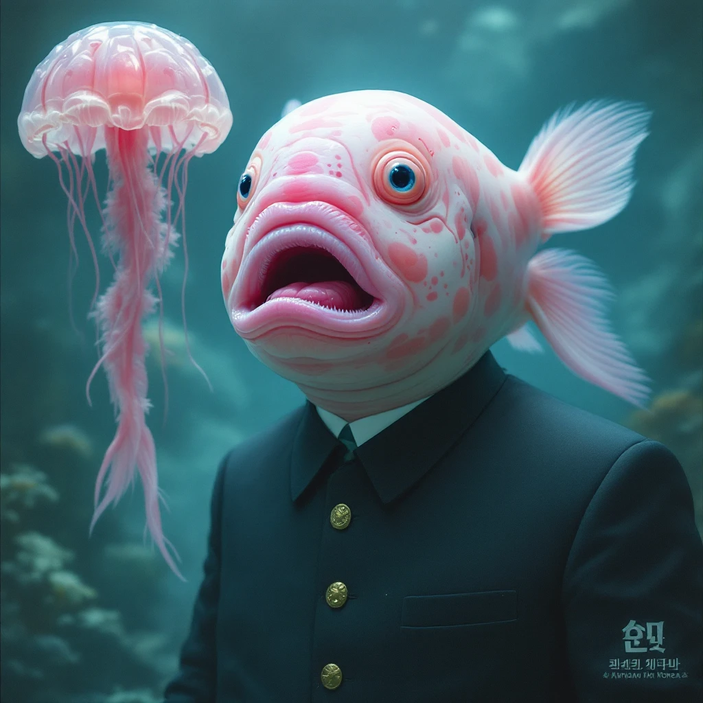 korean leader as a blobfish, jellyfish, kimjong eel emoji