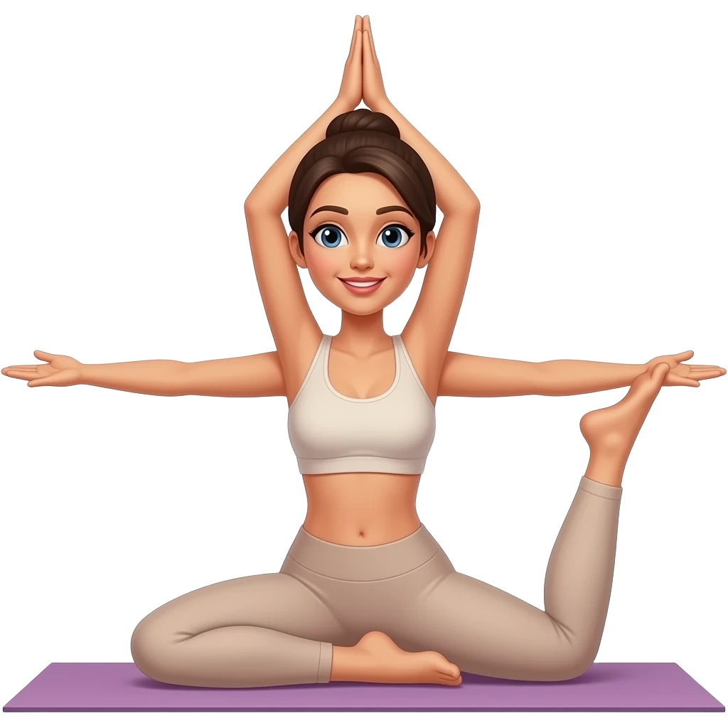 a women with beige sports bra doing yoga emoji