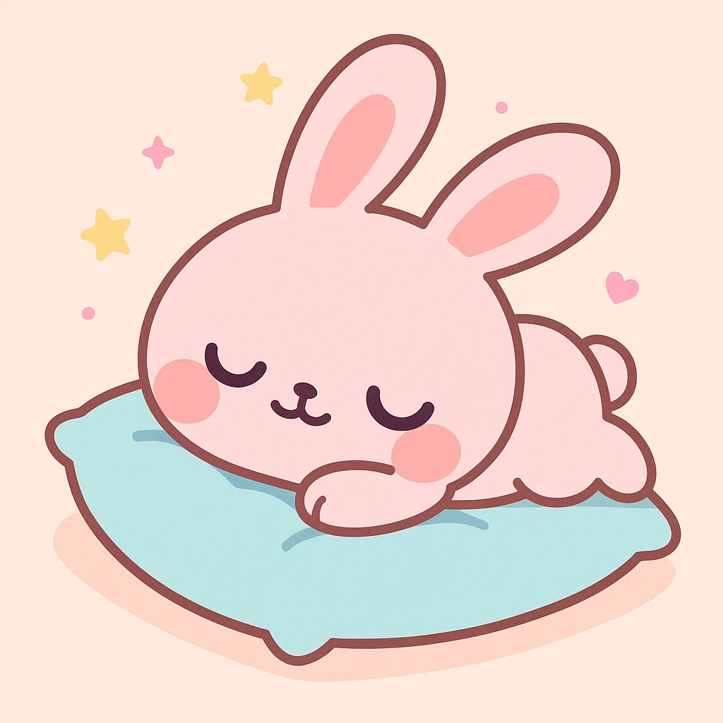 pink bunny sleeping on pillow emoji