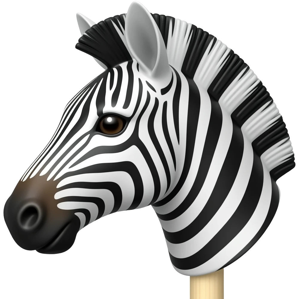 toy stick with zebra head emoji