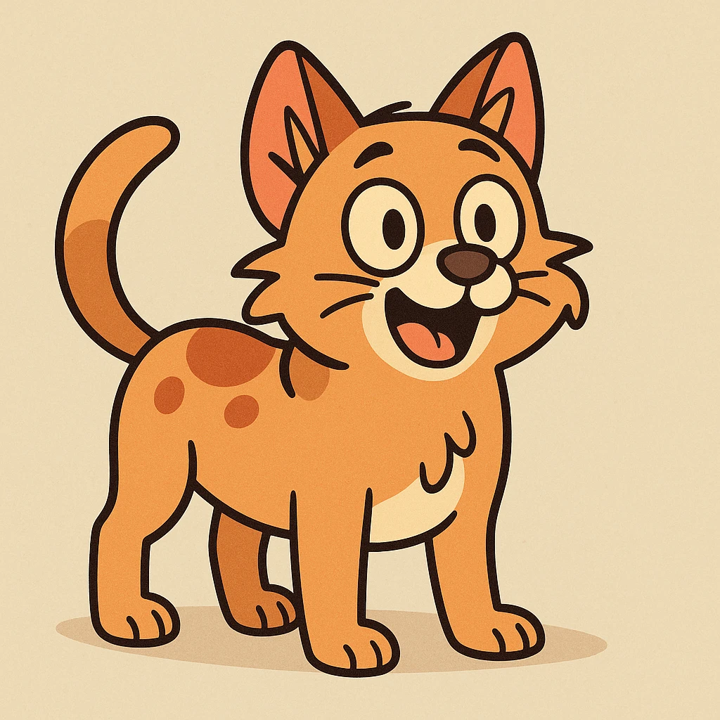 whimsical hybrid of a cat and a dog, playful and friendly, modern cartoon style emoji