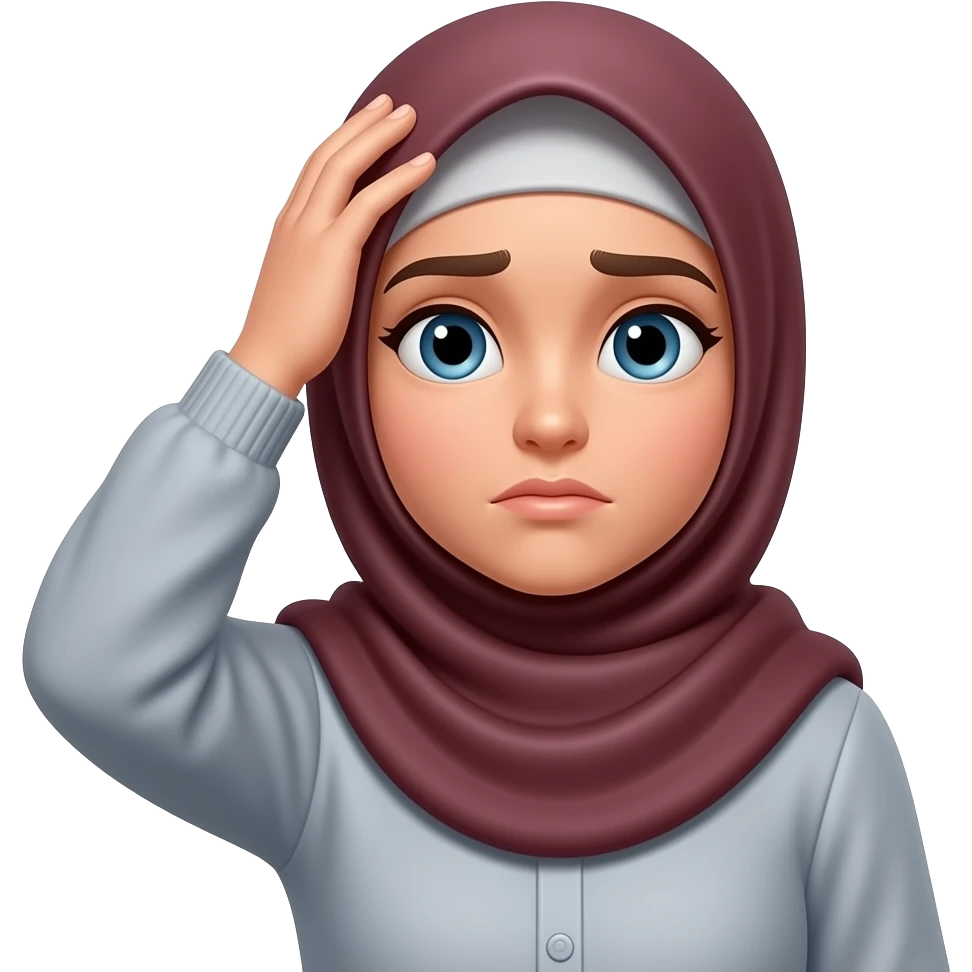Hijabi woman scratching head and questioning emoji