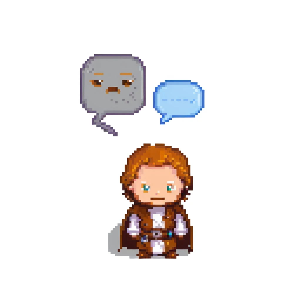 pixel art of Obi-Wan Kenobi with a speech bubble saying 'Hello there' emoji