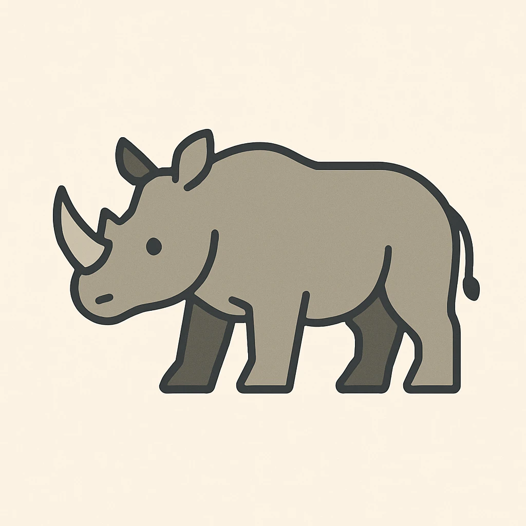 Flat design style rhinoceros emoji