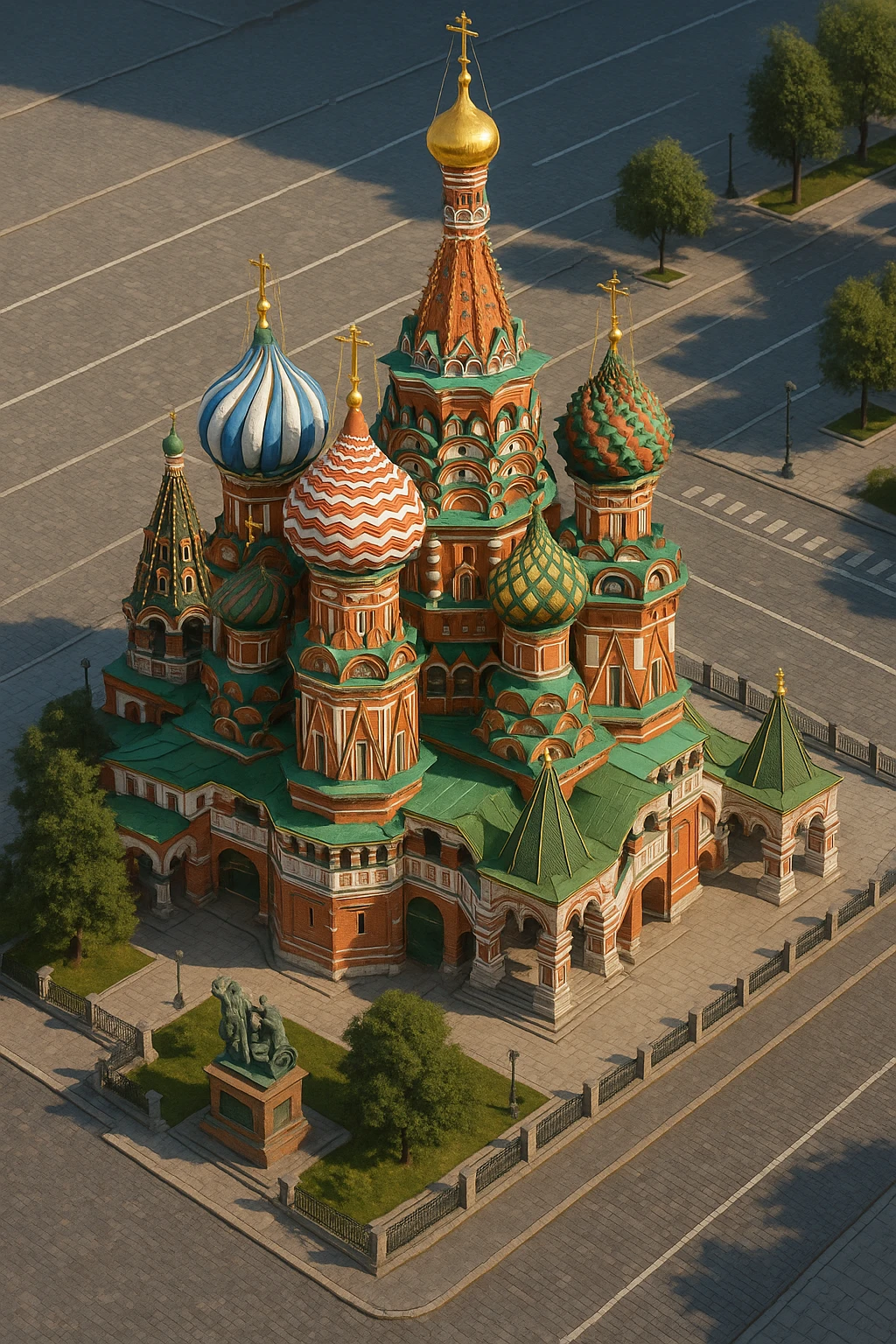 Изометричная, яркая, детализированная и фотореалистичная иллюстрация Храма Василия Блаженного в Москве emoji