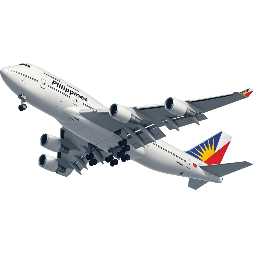 boeing 747 philippine airline take off. emoji