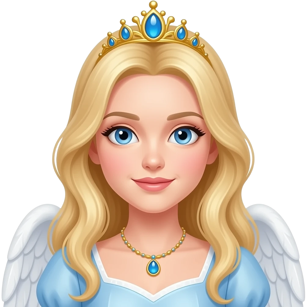 Angelito mujer rubia con ojos azules y de princesa emoji
