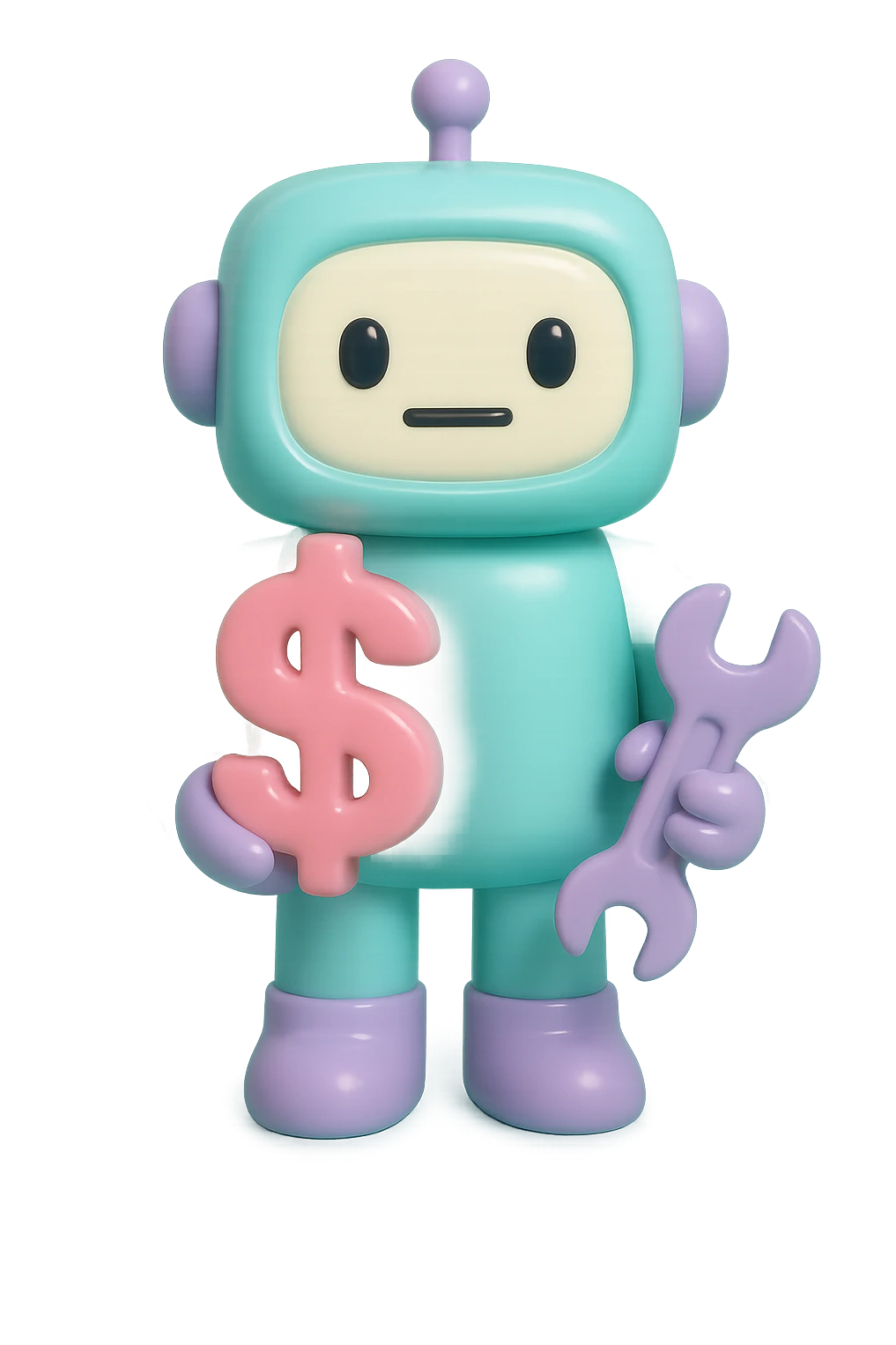 robot handyman holding a dollar sign emoji