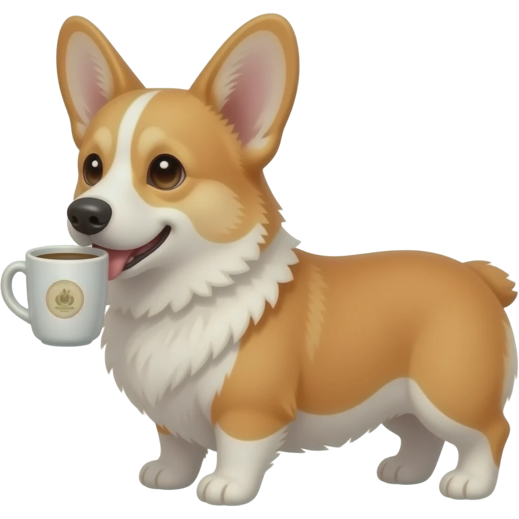 corgi drinking coffee emoji
