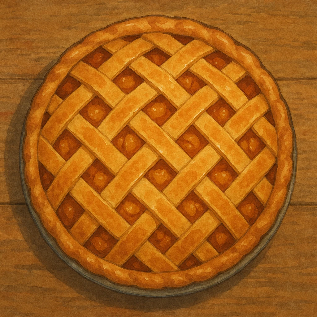apple pie from birds eye view, lattice pie crust emoji