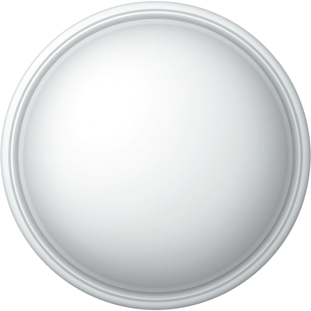A round white pouch can made of matte white plastic with a smooth finish and a slightly thicker rim, viewed from a slightly top-down angle. emoji