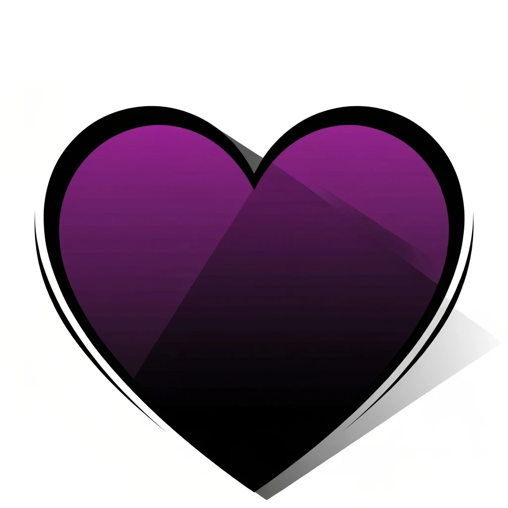 emo heart, black outline, purple and black gradient, teardrop, dramatic shadows emoji
