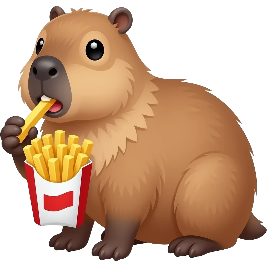 capybara eating french fries emoji