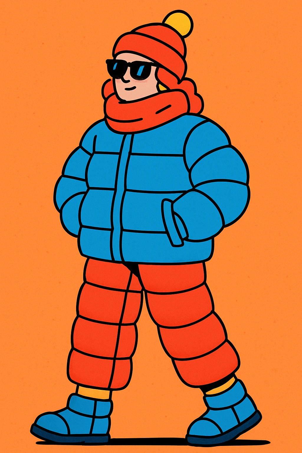 trendy padded fashion, modern illustration style, stylish winter outfit emoji