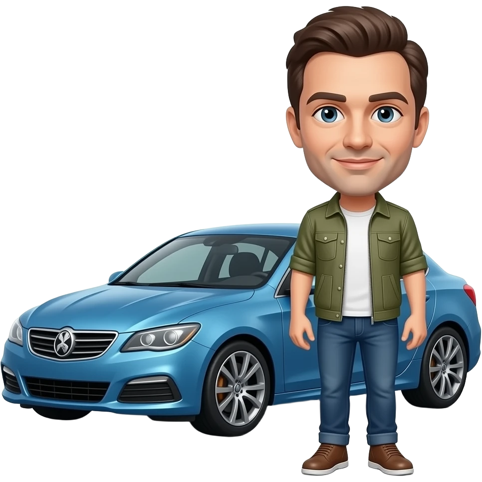 Franck Lebœuf, à côté d’une voiture emoji