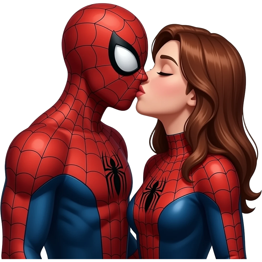 Spider man and spider woman  kiss kiss creepy emoji