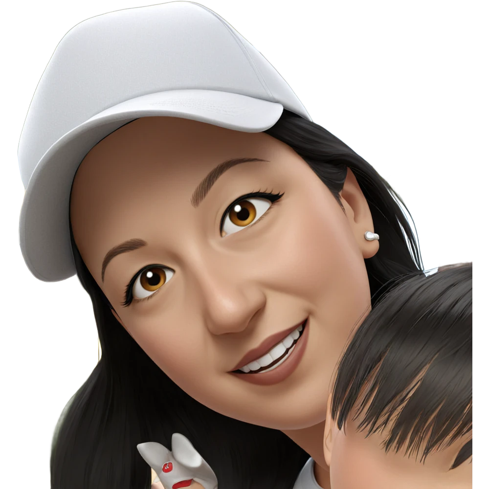 smiling girl in baseball cap emoji