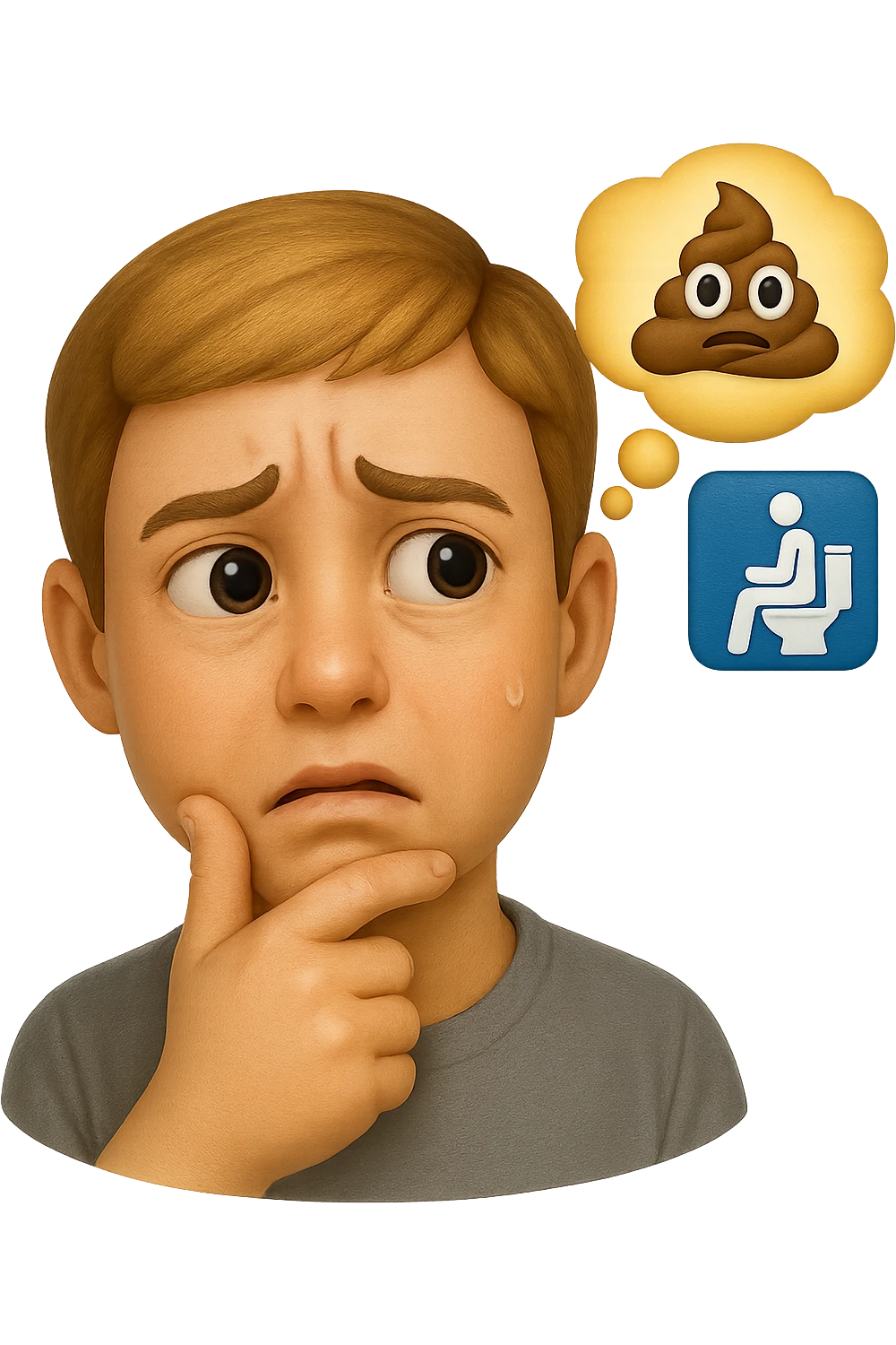 emoji stile iphone che riguarda l'argomento "stipsi/andrò al bagno oggi?", iperrealistico 4k emoji
