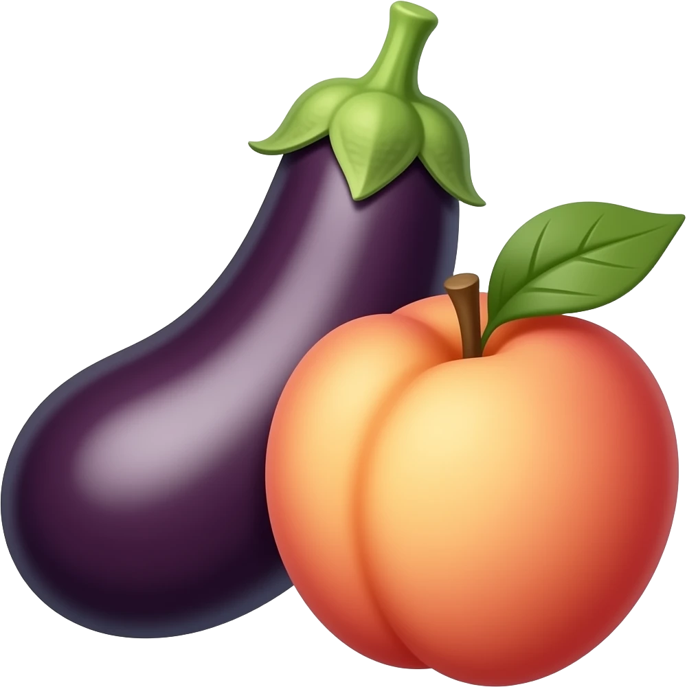Aubergine avec une pêche emoji