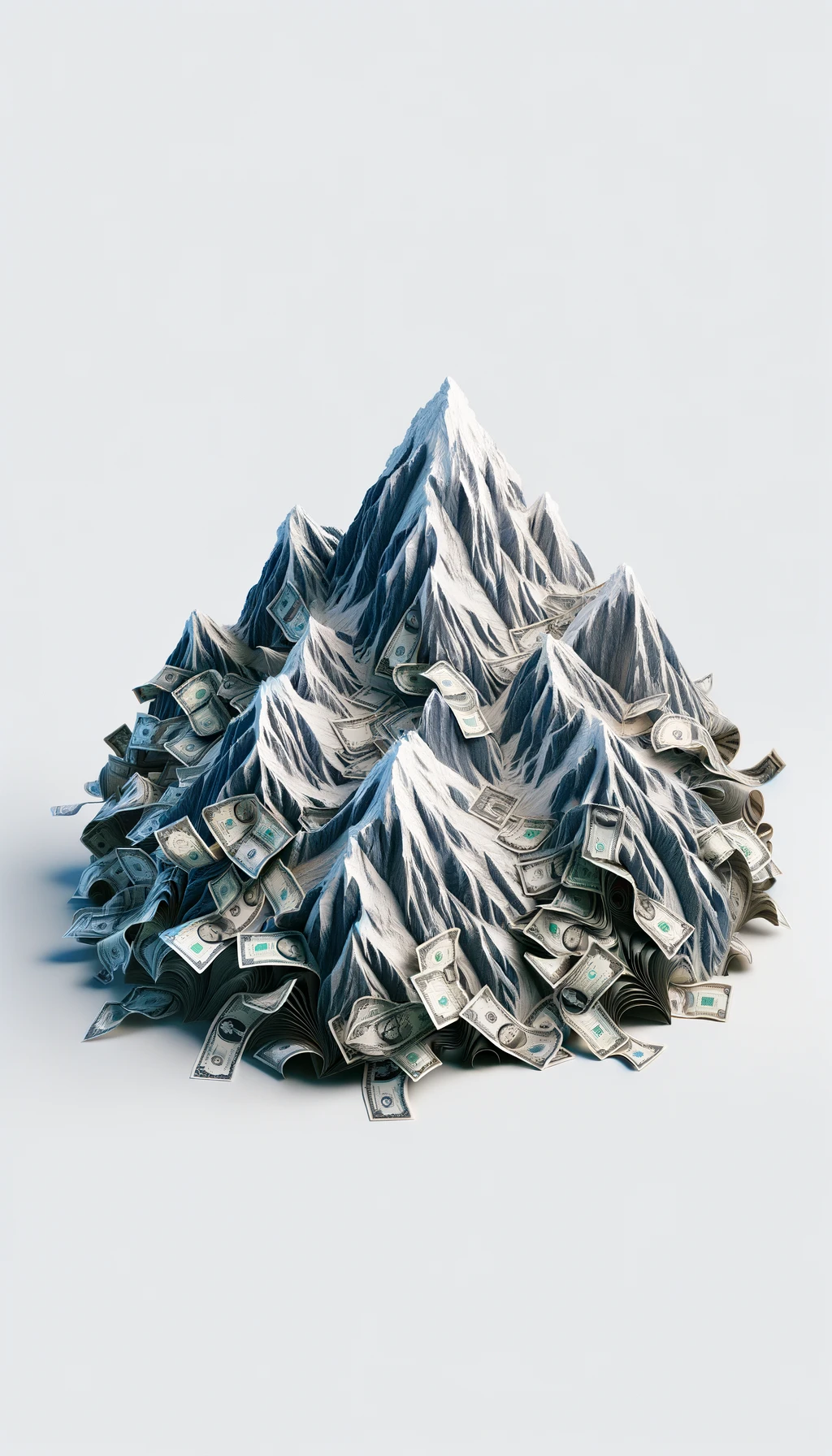 montagna di banconote, iperrealistica 4k, isolato su sfondo bianco emoji