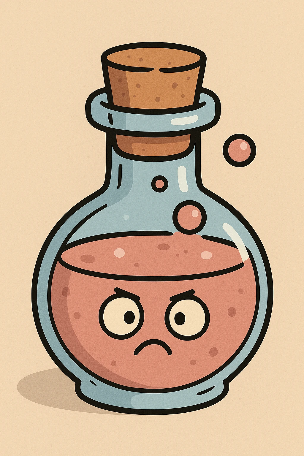 cute potion bottle, flat style, not personified emoji