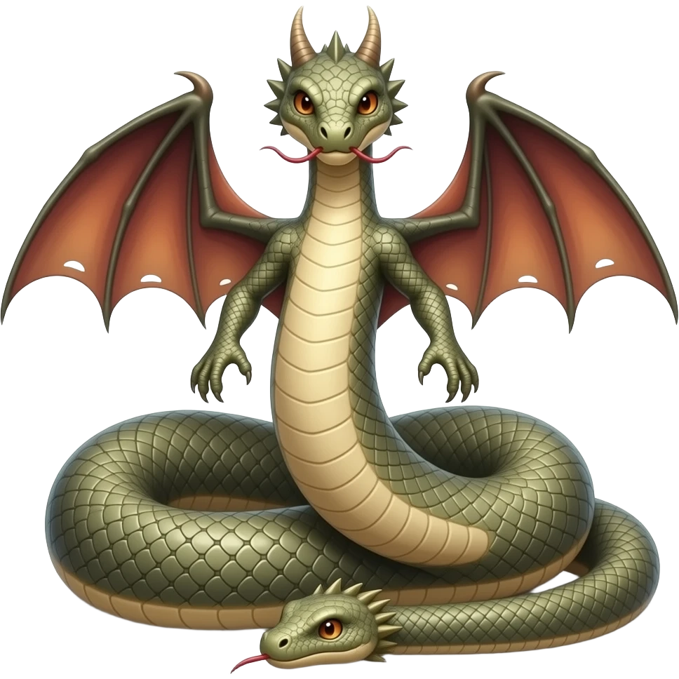 serpent with a head, dragon wings and arms and another head in the tail emoji