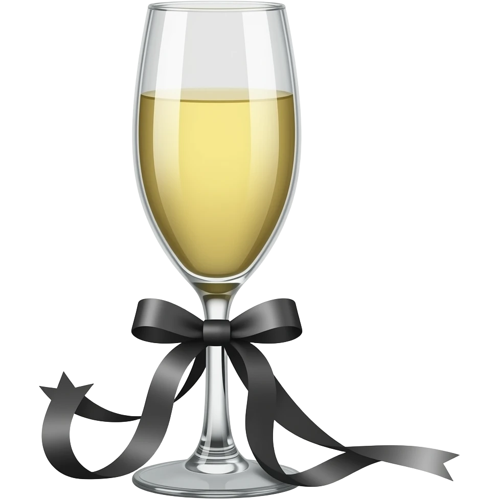Aesthetic champagne glass with black ribbon emoji