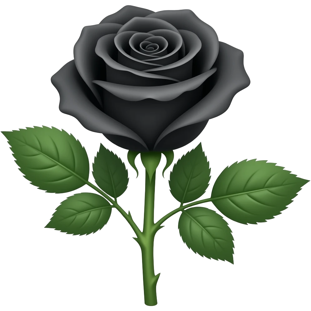 mawar hitam dengan tangkai emoji