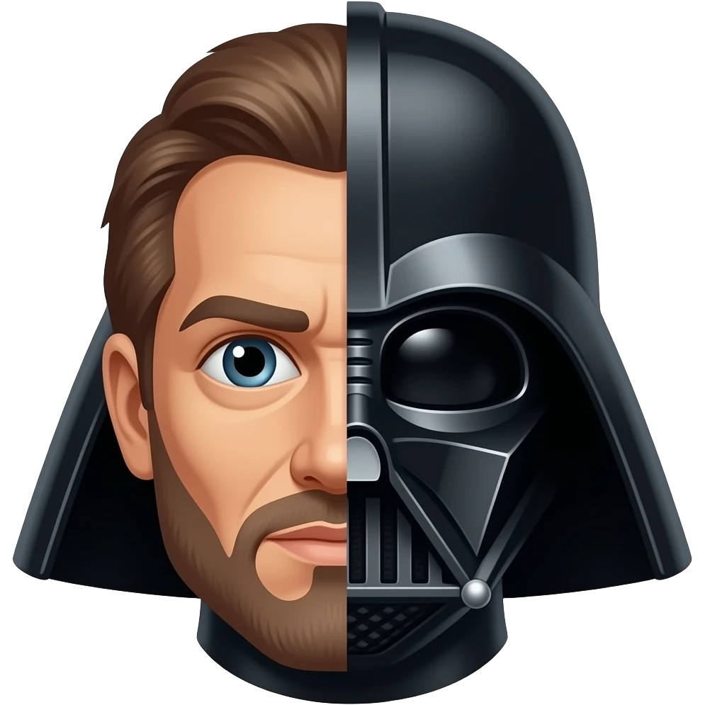 Darth vader mask ok one side Open to See anakins Face emoji