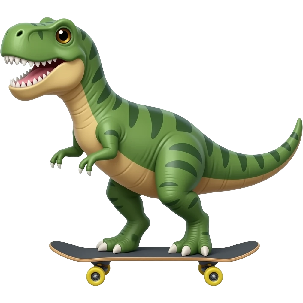 Dinosaur on a skateboard emoji