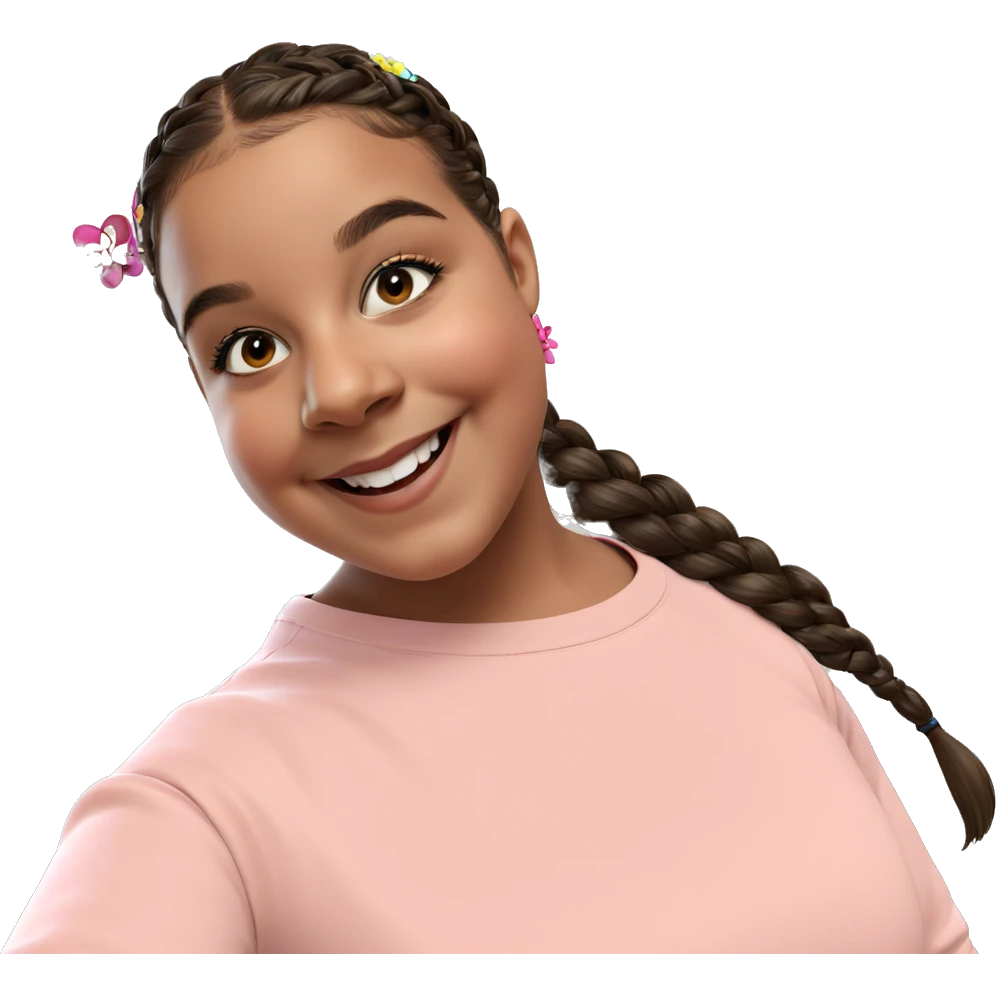 smiling girl with flower braid emoji