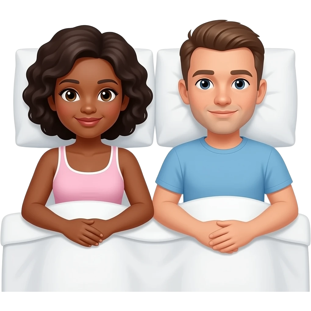 african woman and white man in bed emoji
