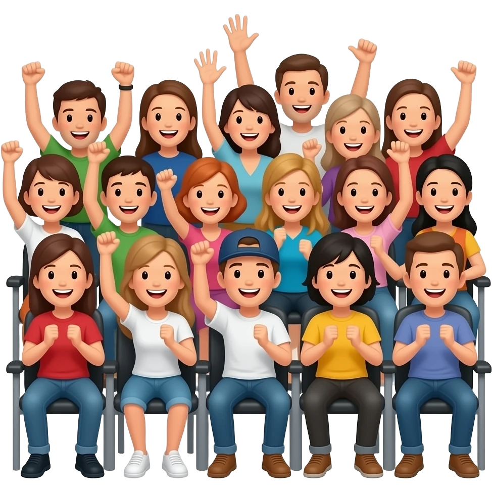 Crowd Cheering Sit Down Rock N Roll emoji