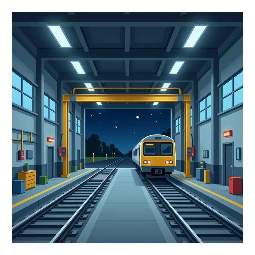 inside train maintence depot building emoji