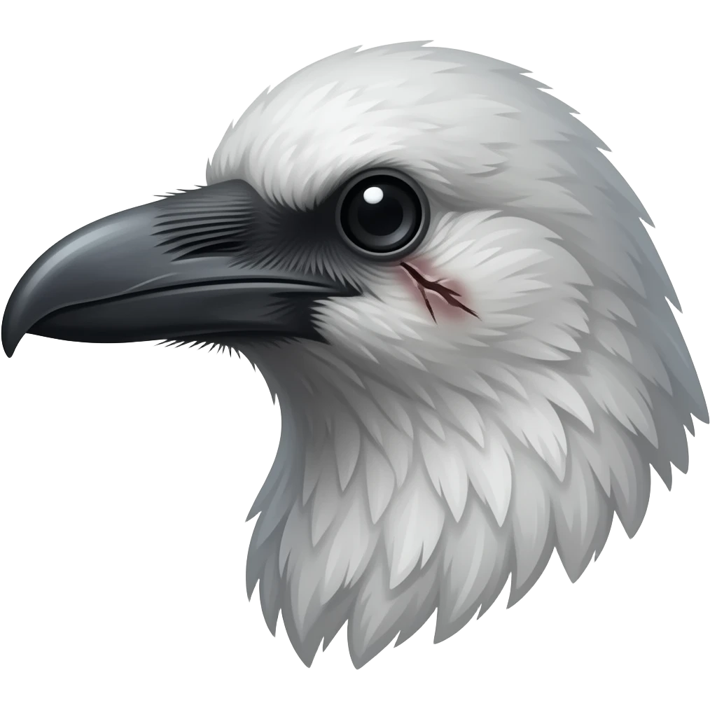 White crow with scars emoji side profile head emoji