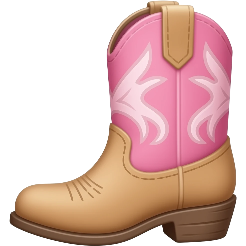 Cute cowboy boot emoji with a little bit of pink emoji