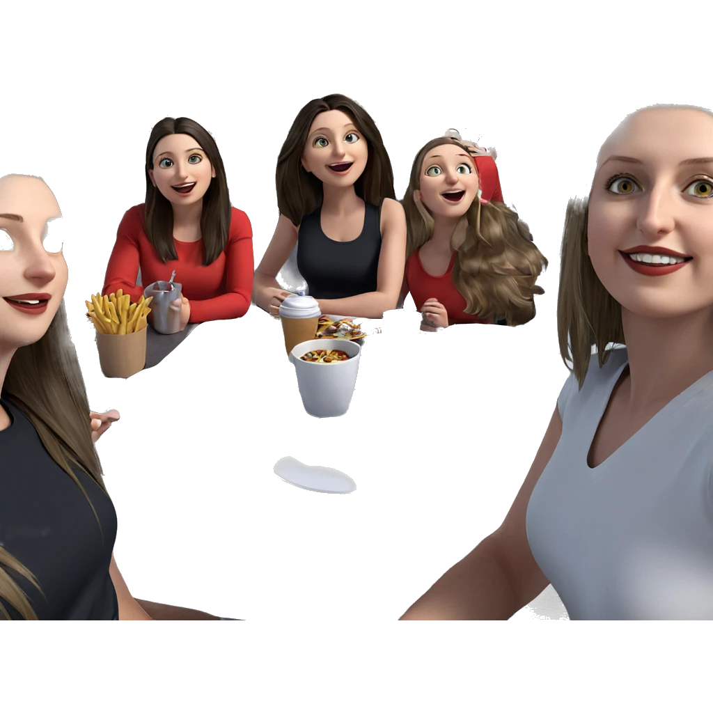 girls enjoying a meal together emoji