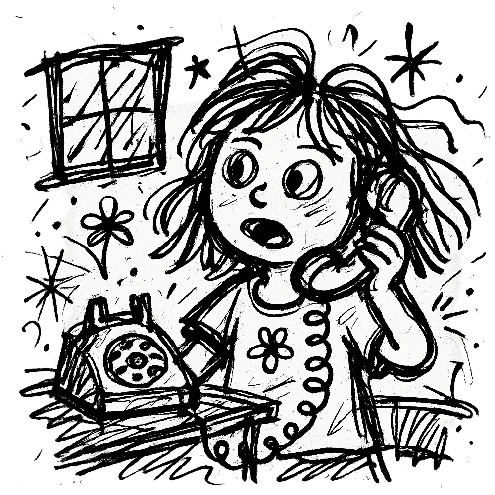 girl talking on telephone in her room emoji